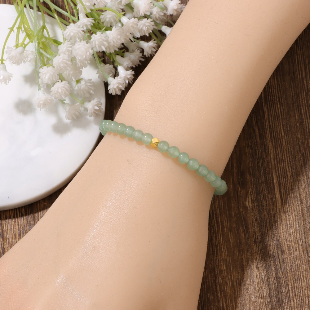 4mm stone bead bracelet simple gold bead card pack fresh best friend couple