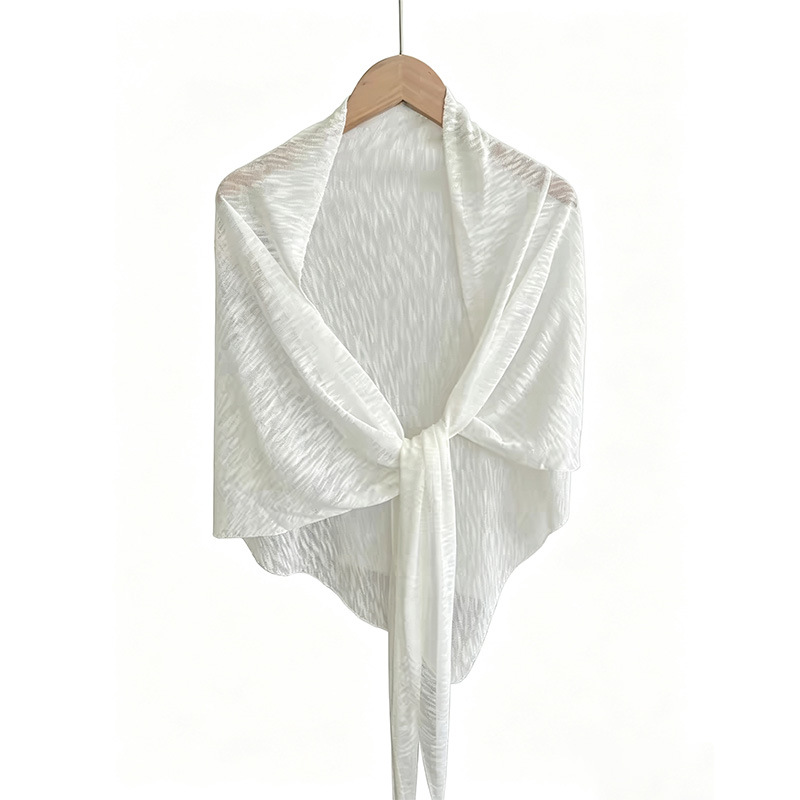Spring and summer thin bamboo knot cotton triangle shawl Tencel linen blend air-conditioned cardigan outer scarf