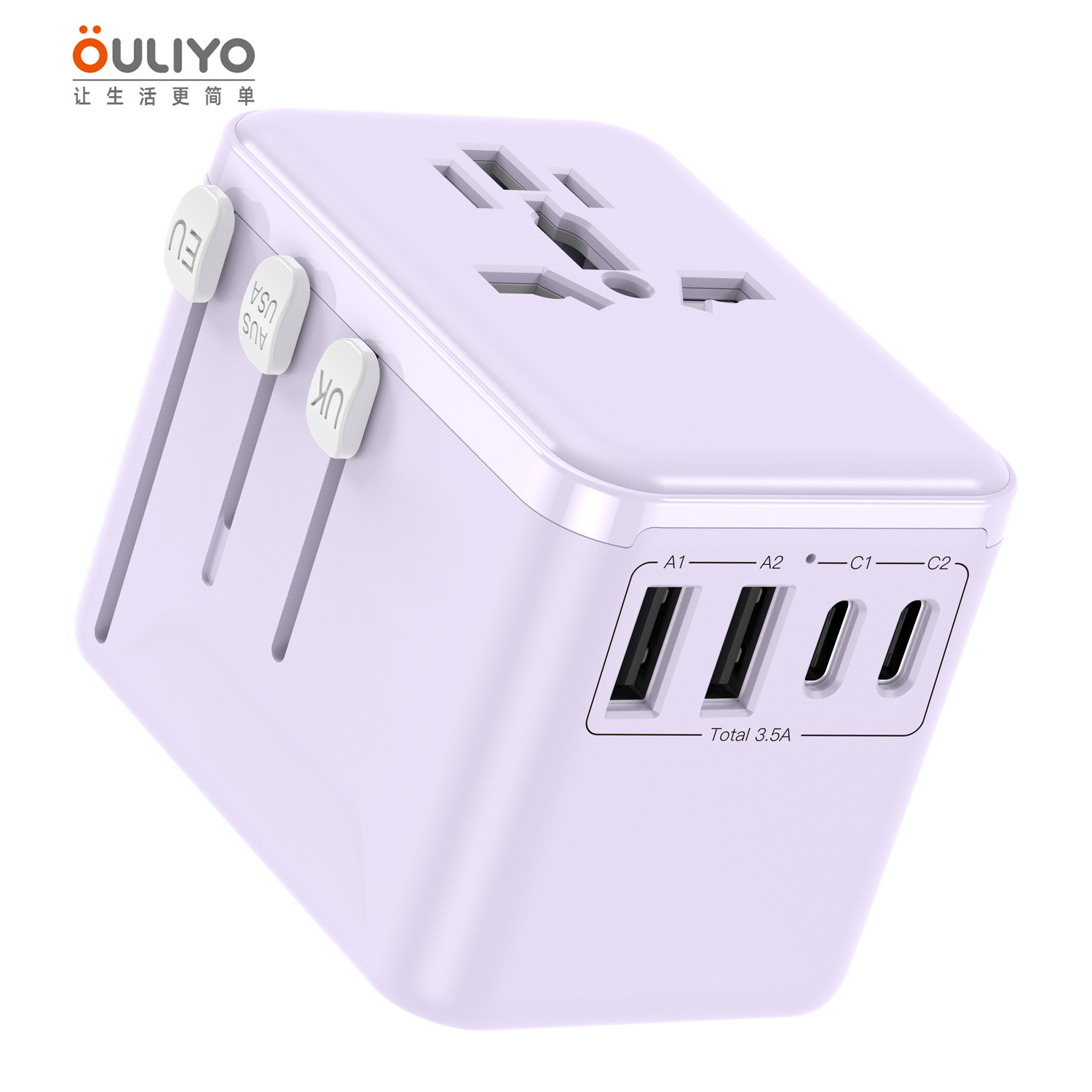 Multi-function Adapter Plug Global 2A2C Fast Charging 3.5A Socket Converter Multi-country Travel Plug
