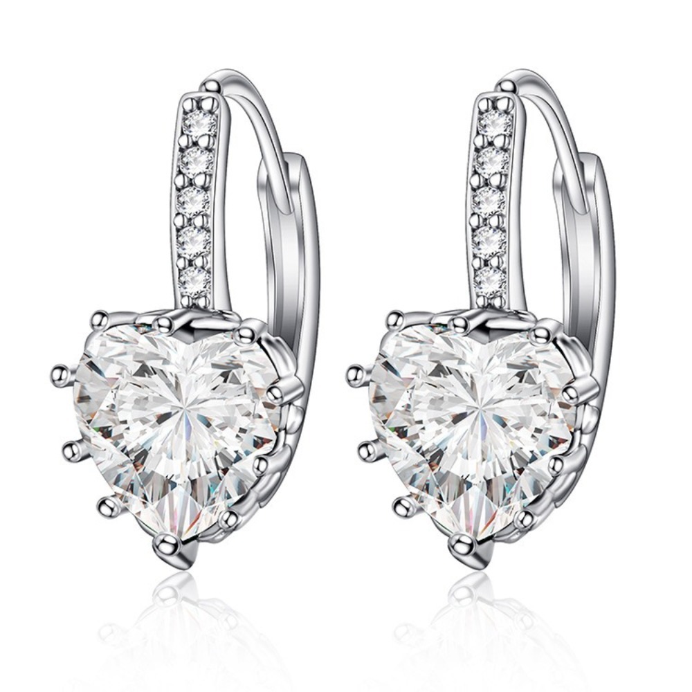 Fairy heart zircon ear clip simple diamond-like earring ear jewelry