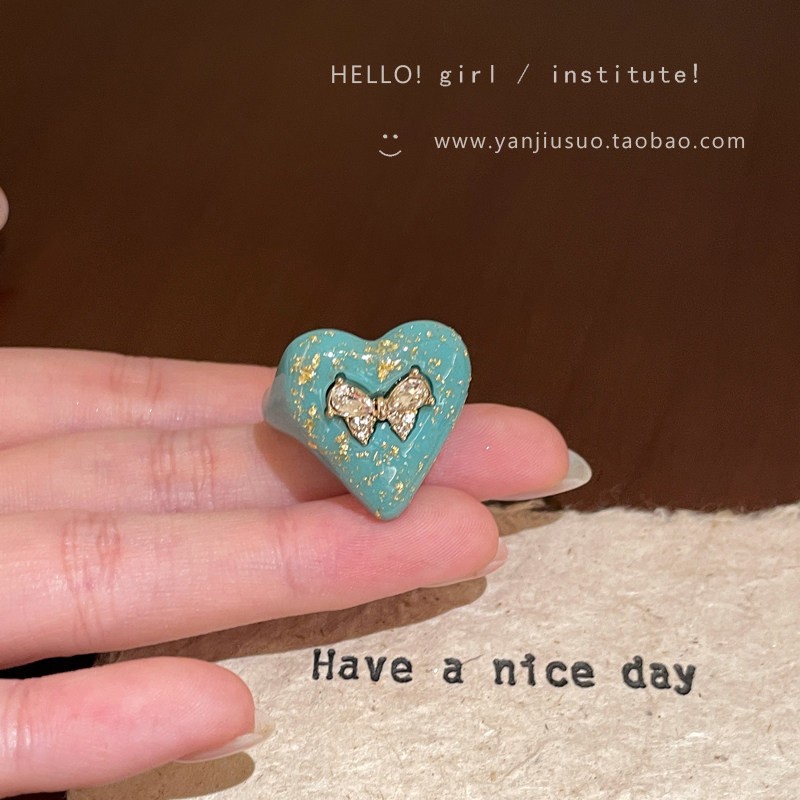 Cute Dopamine Love Geometric Ring for Women Fun Index Finger Ring Simple Colorful Ring