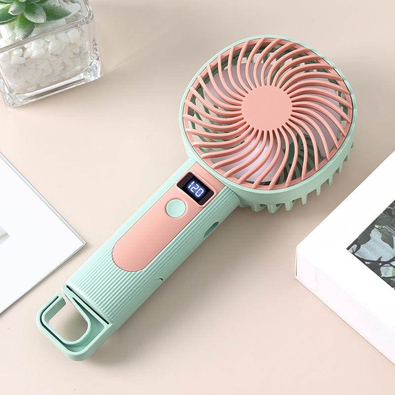 Handheld Digital Display Small Fan USB Charging Vertical and Horizontal Dual-Use Portable Electric Fan 120 Speed Levels Ultra-Long Battery Life