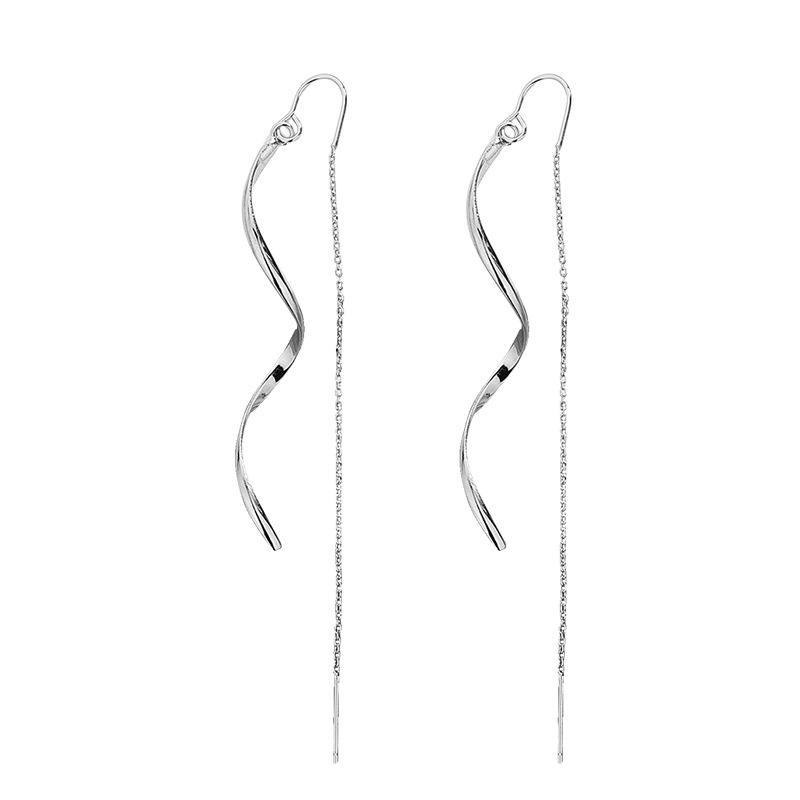 Round Face Ear Chain for Women Long Snake Bone Chain Tassel Earrings