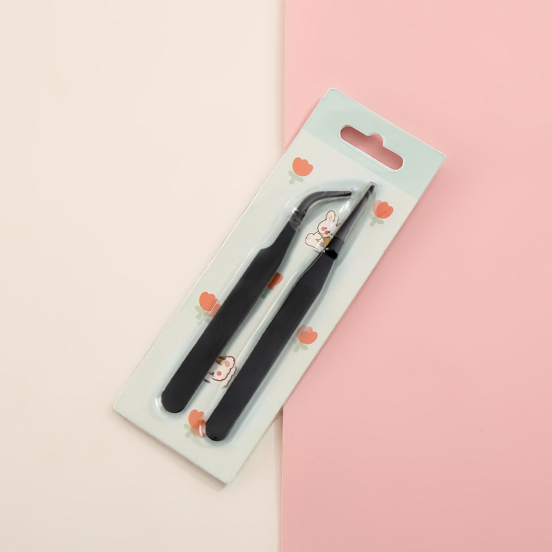 Hand account tweezers stainless steel DIY hand account clip colorful macaron straight curved eyelash tweezers