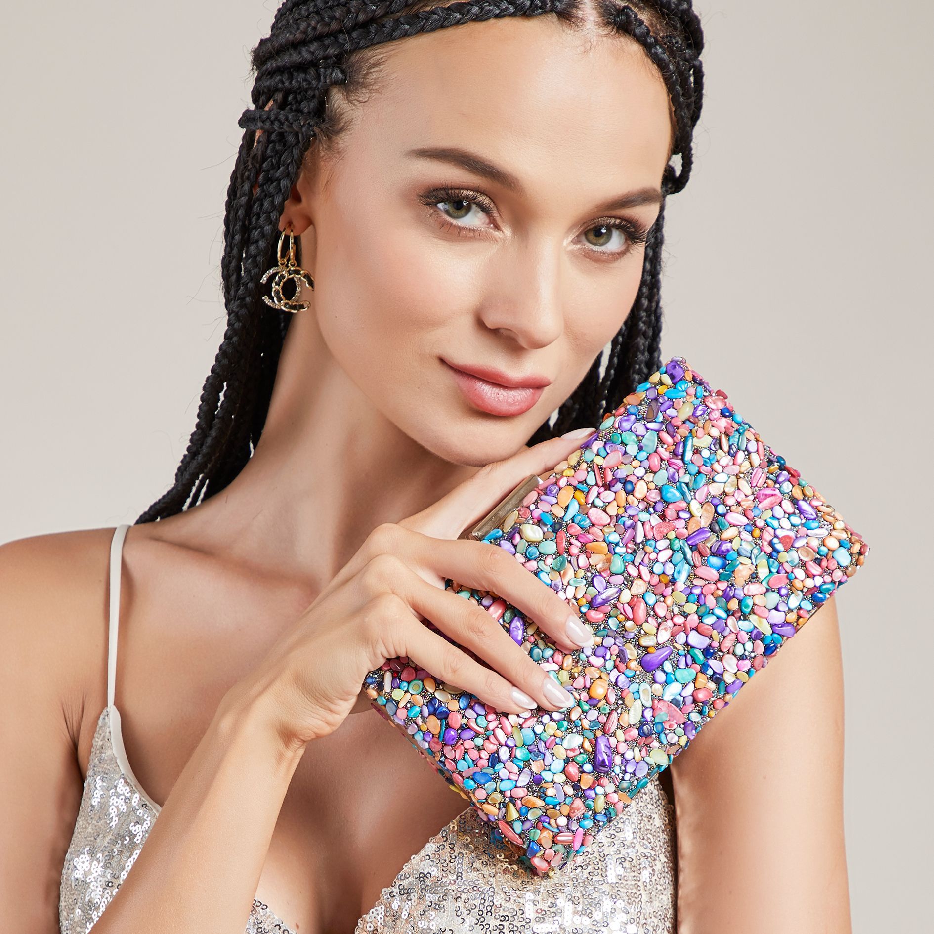 2023 new evening bag hand-held single shoulder crossbody crystal women's lock chain exclusive supply