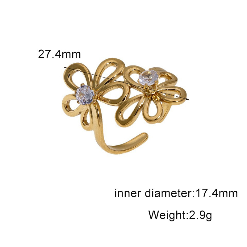 18k gold-plated titanium steel open ring stainless steel ring hand jewelry