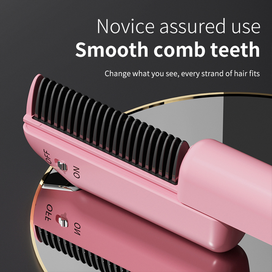 Straightening Comb Wireless Charging Retractable Foldable Portable Non-Damaging Hair Straightener Ceramic Straightener