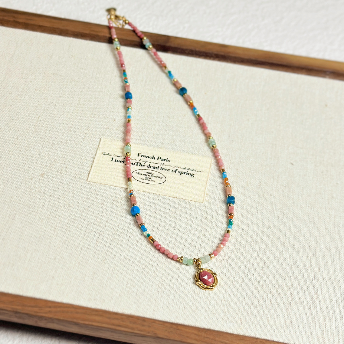 Natural Stone Beaded Pendant Necklace Women New Collarbone Chain Necklace