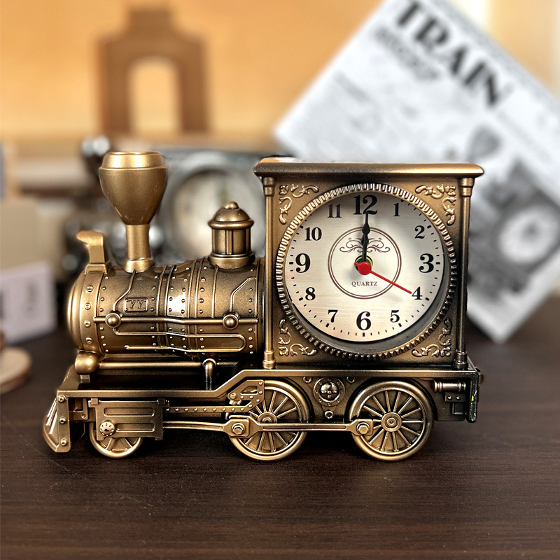 Home Wake-Up Alarm Student Gift School Season Gift Antique Train Head Alarm Clock