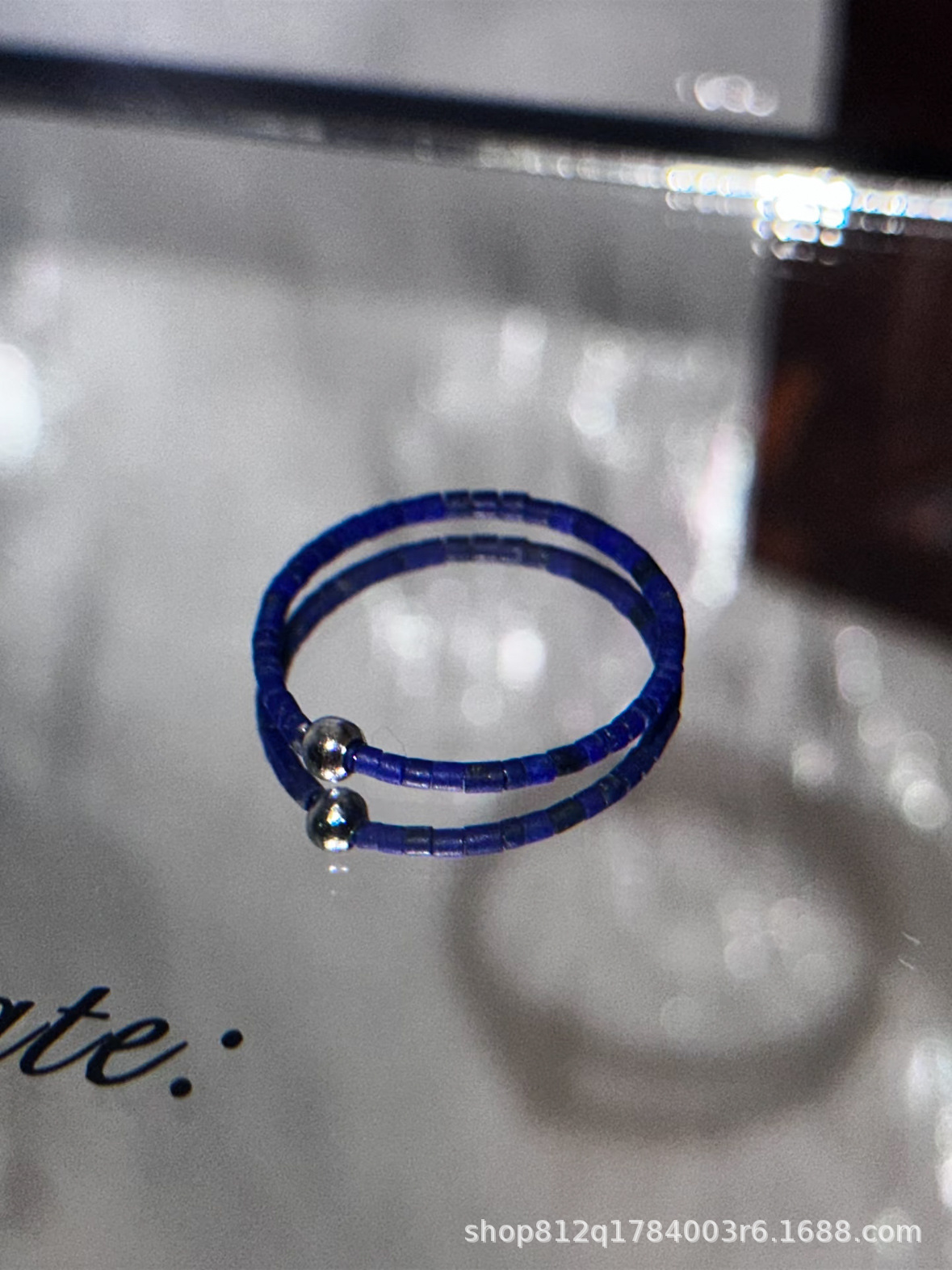 Ultra-fine 1mm lapis lazuli Klein blue S925 sterling silver ring hand-made tattoo sense plain ring for women