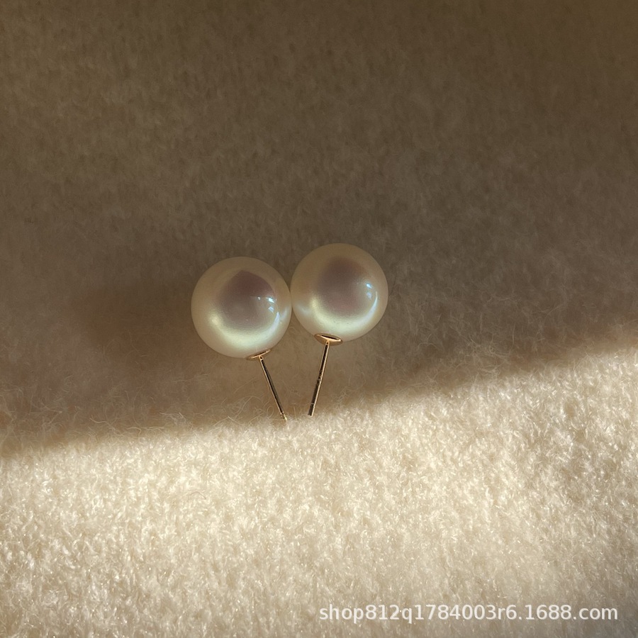 fever925 silver genuine round earrings strong light dazzling style Swarovski crystal big pearl ear studs