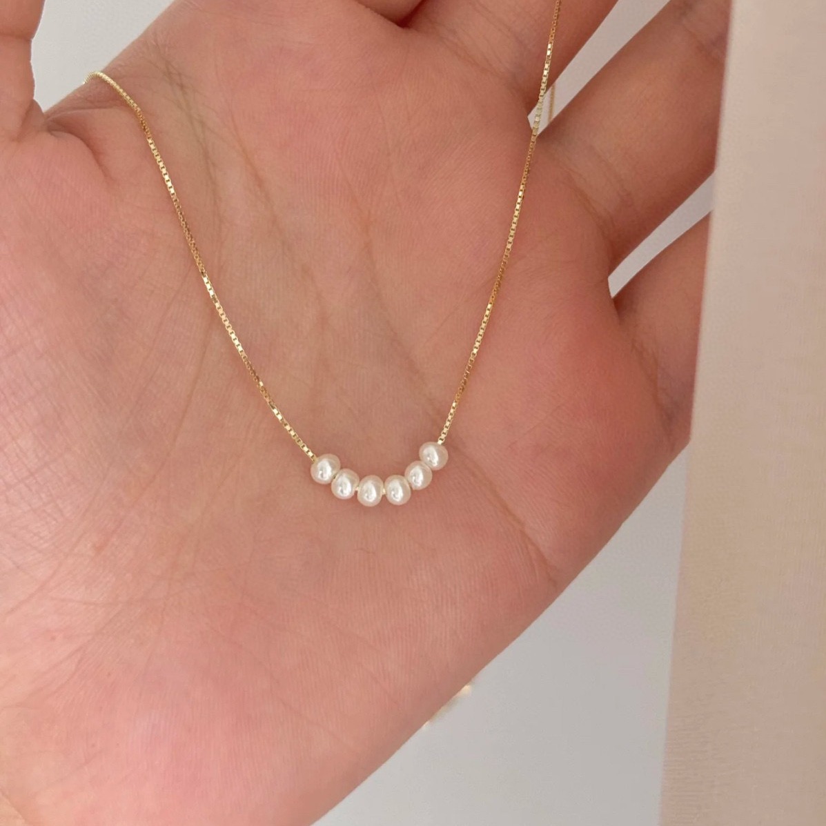 New 925 Sterling Silver Necklace Simple Accessories Natural Freshwater Pearl Smile Collarbone Chain for Women