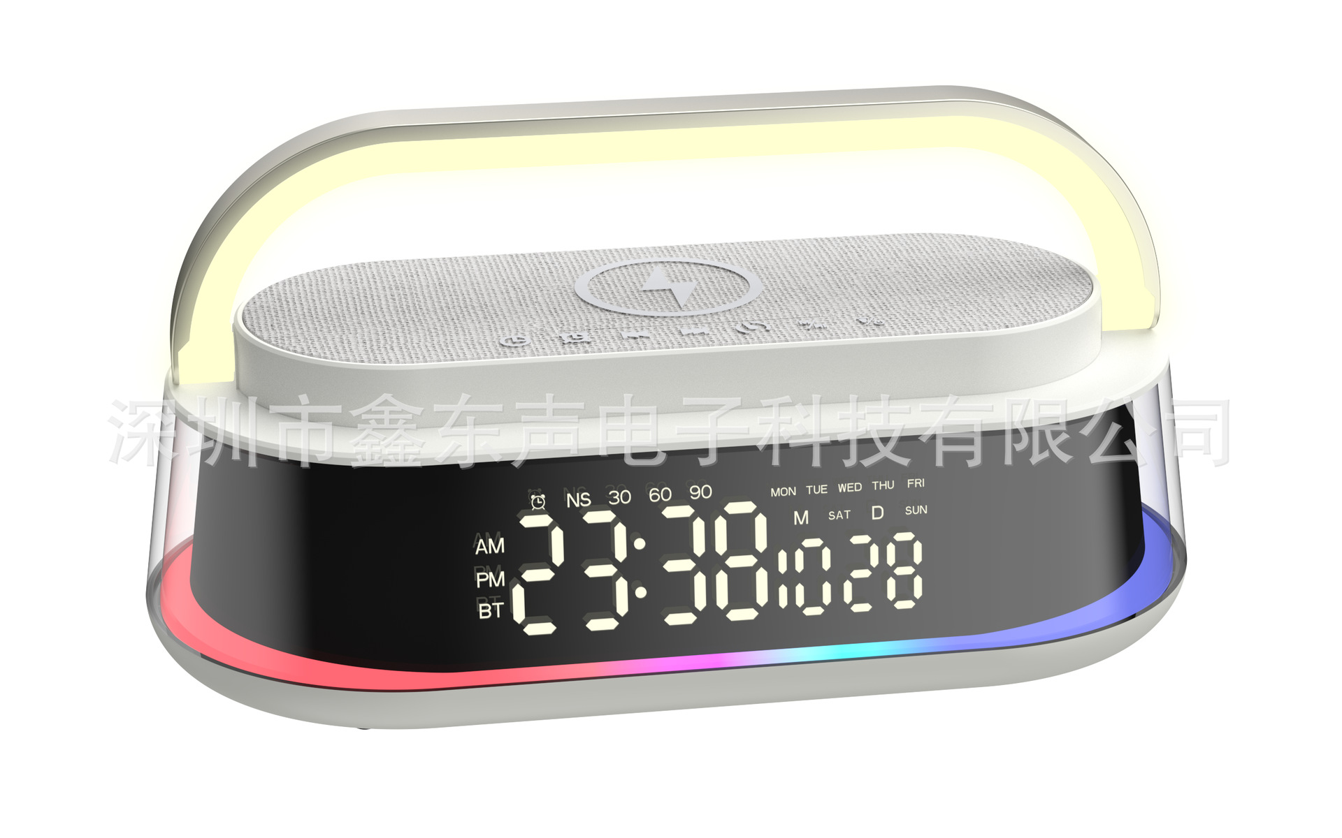 S303 LED Display Clock Alarm Calendar Timer Wireless Charging White Noise High Power Bluetooth Speaker Desktop