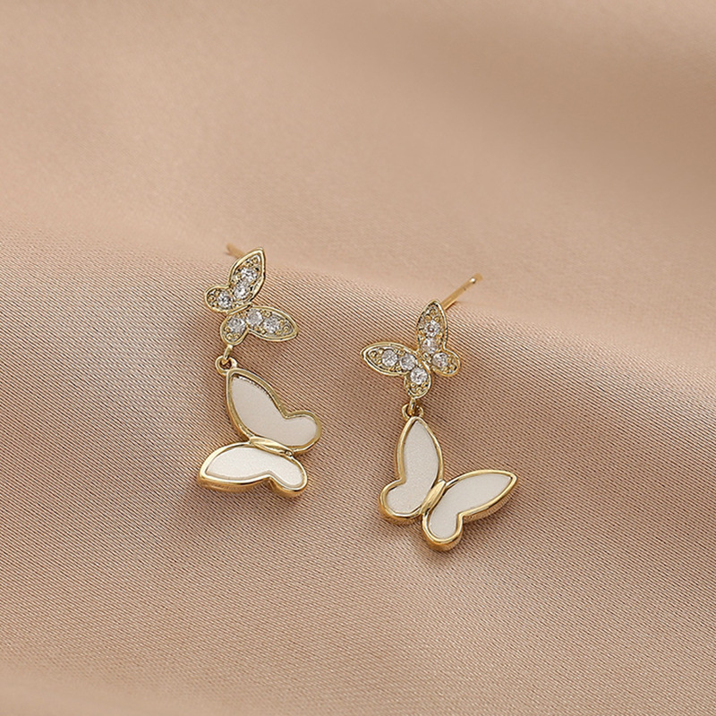 S925 silver needle beautiful pearl bow girl ear studs geometric earrings new ear accessories women