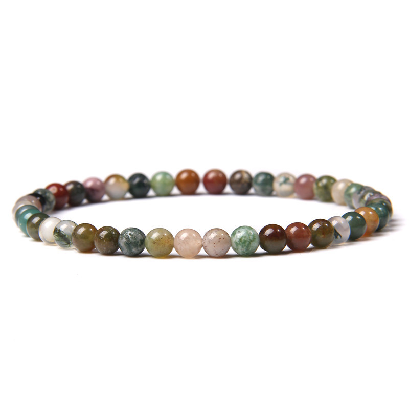4mm artificial stone bead bracelet for men, simple elastic rope bracelet