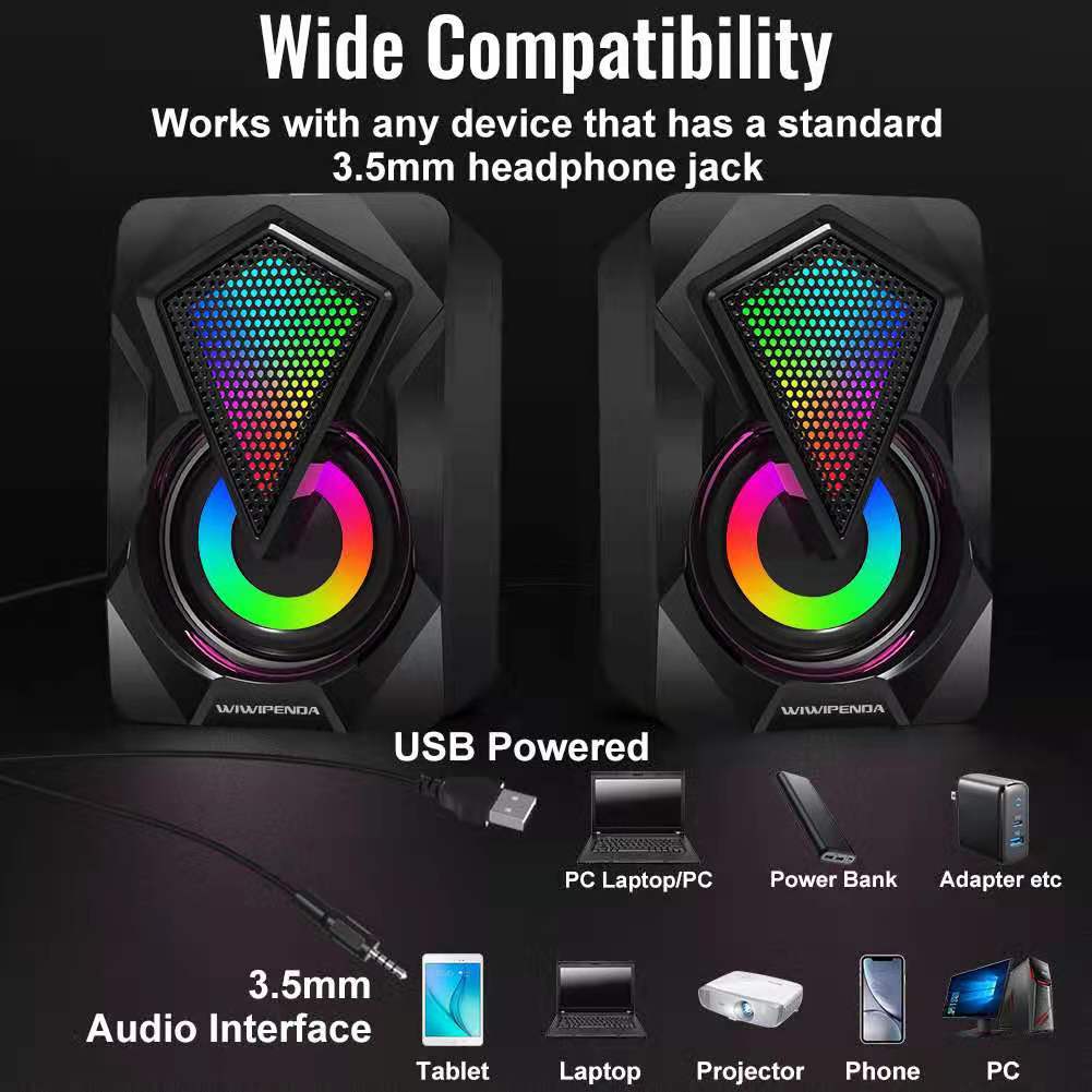Long-term computer small speaker, mini USB colorful light notebook audio, Langjing Store