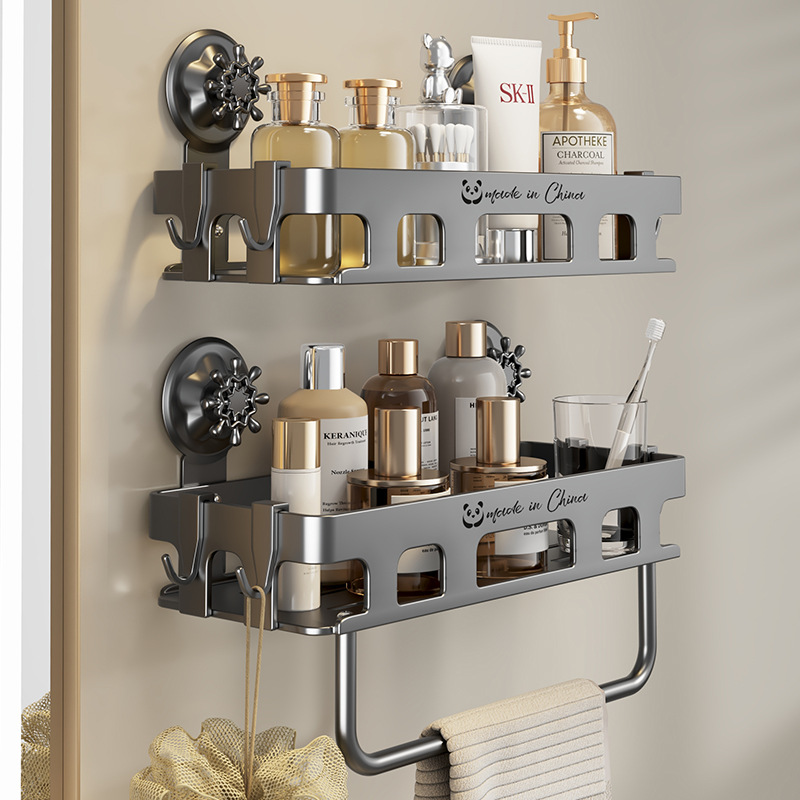 Suction cup storage rack bathroom wall-mounted no-drilling wall shower storage basket toilet washbasin storage rack