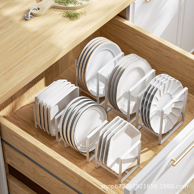 Japanese-Style Drain Rack, Plate and Bowl Holder, Kitchen Storage Organizer, Cabinet Shelf, Dinner Plate and Bowl Rack, Cutting Board and Pot Lid Holder