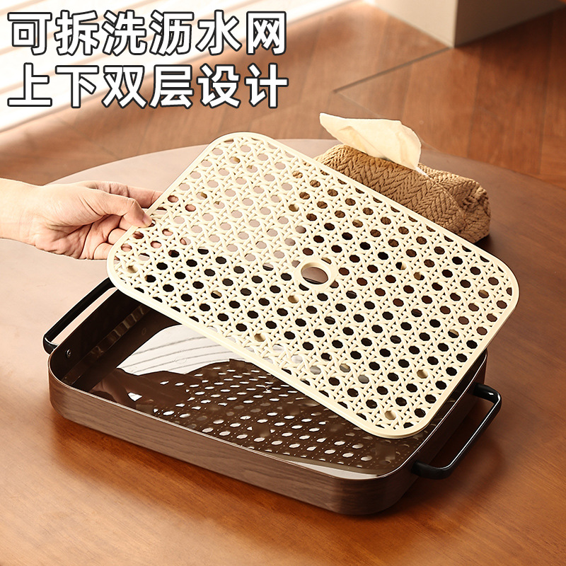 Vintage Style Tea Tray Drip Cup Tray Rectangular Fruit Tray Living Room Small Cup Storage Rack