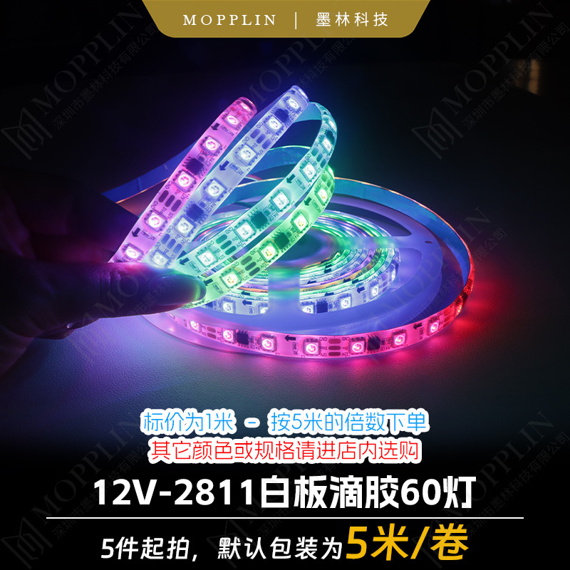 12v2811 magical color rgb led strip outdoor waterproof 30 lights drip glue 5050 intelligent led light strip ultra bright programming IC