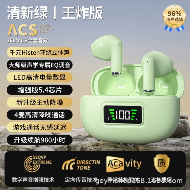 2025 Huaqiangbei Open Ear Noise Cancelling Y3a Bluetooth Headphones Digital Display Ultra-long Battery Life Wireless Bluetooth Headphones