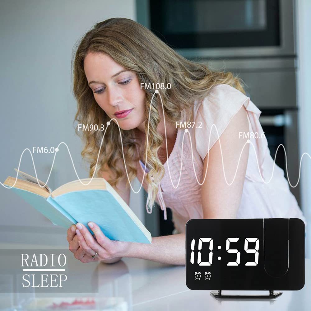 Multi-function LED Projection Clock Simple Radio Alarm Clock Student Projection Clock Gift Digital Desk Clock