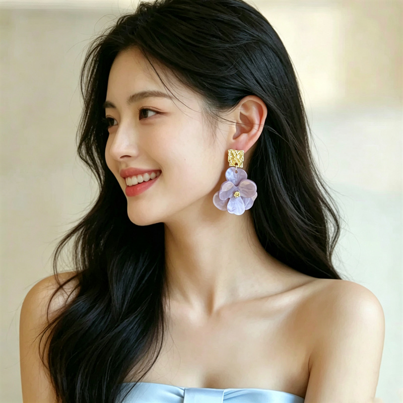Super Ethereal Flower Big Earrings Beach Vacation Style Exaggerated Cool Niche Ear Accessories