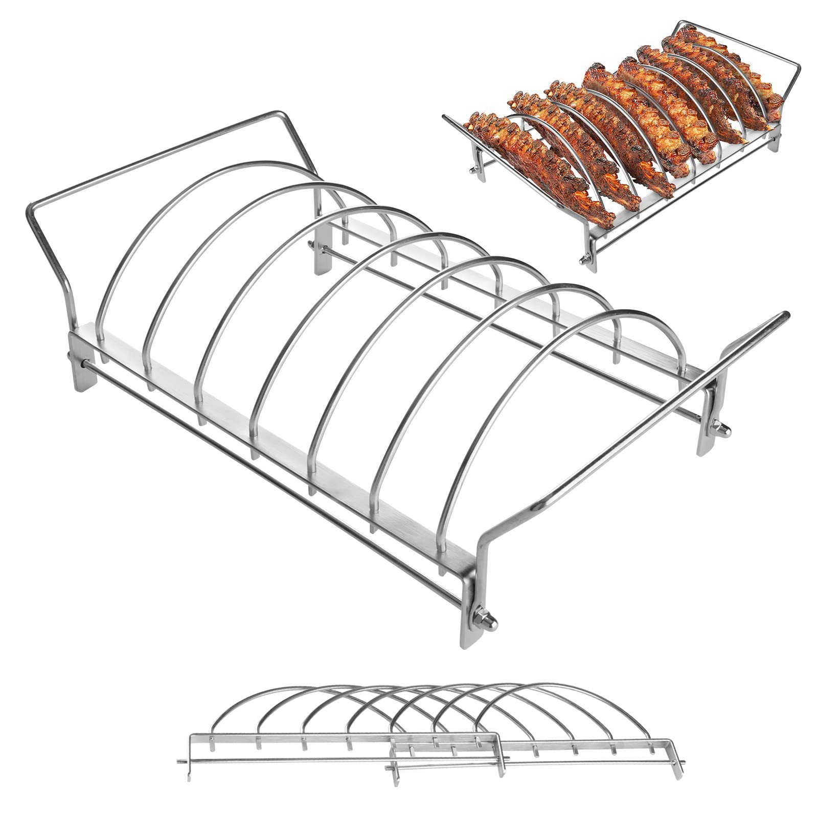Folding Grill Rack Non-stick Steak Rack Rib Rack Tomahawk Steak Rack Lamb Rack Grilled Chicken Rack Outdoor BBQ Rack Portable