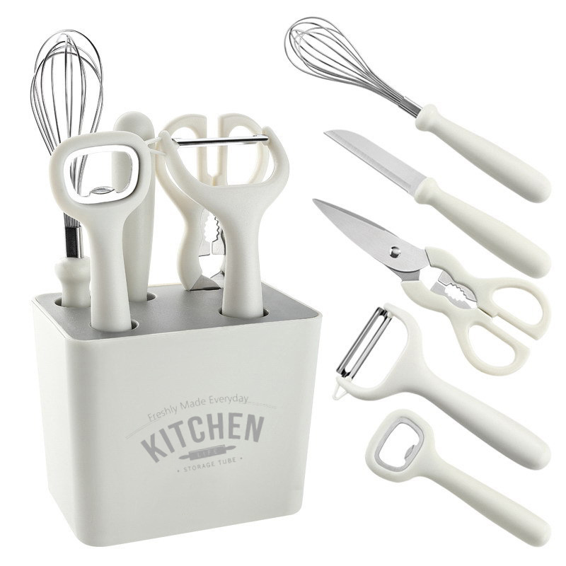 Kitchen Gadget Set 6-Piece Set Peeler Fruit Knife Melon Peeler Baby Food Tool Combination Set with Storage Base