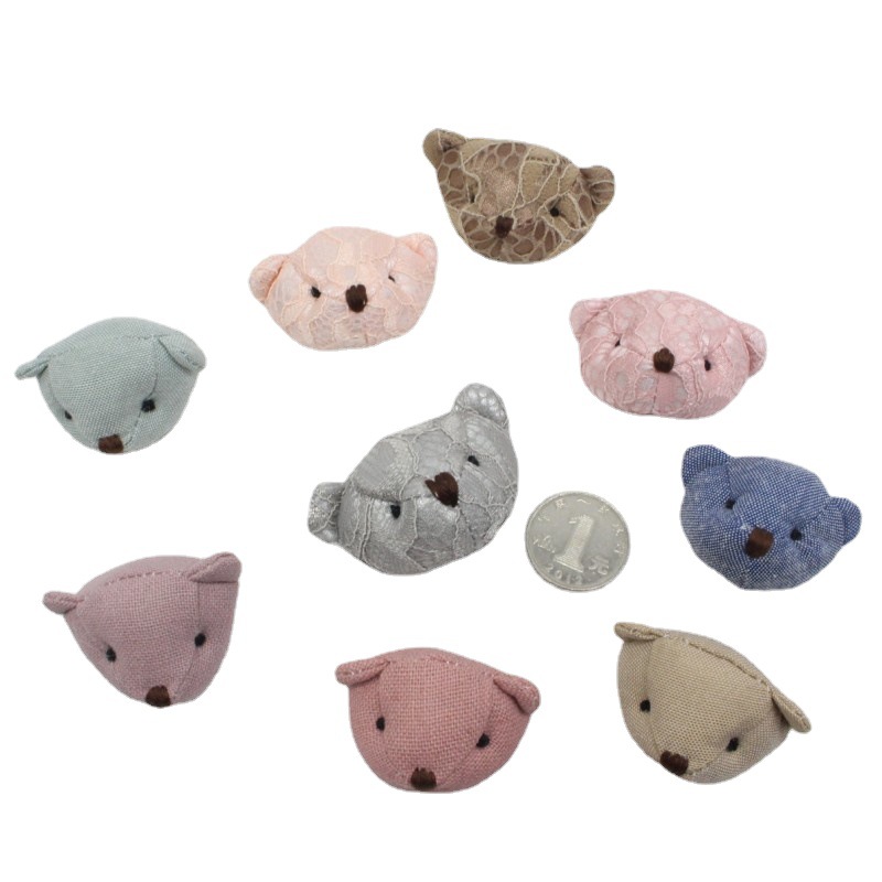 Lace Teddy Bear Head Plush Cartoon Fabric Bear Hair Accessory Hair Tie Clothes Shoes Hat Accessories Doll