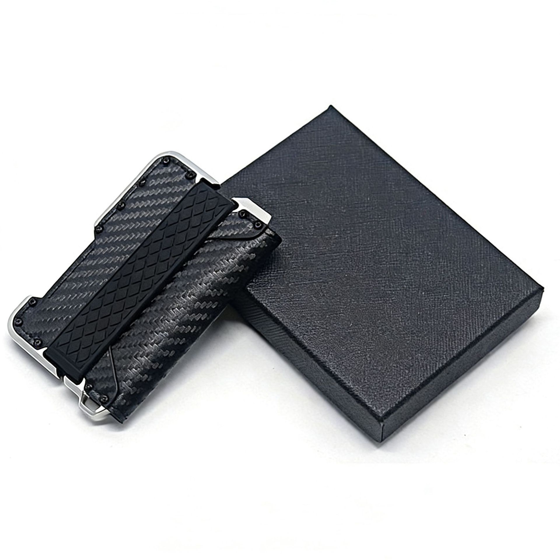 Carbon Fiber Key Ring Card Holder Men's Multi-functional Wallet RFID Metal Card Organizer New