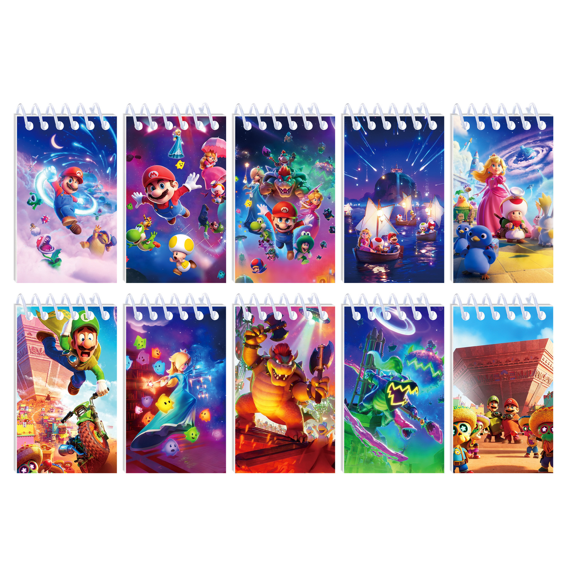 New Mario Theme Spiral Notebook Cartoon Notepad Student Portable Small Notebook Cartoon Notebook