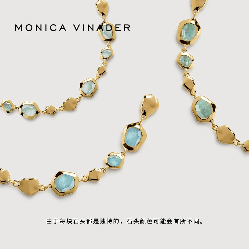 Monica Flowing Light Gem Natural Aquamarine Niche Gift Bracelet New