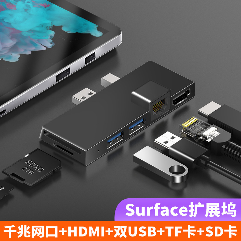 Soft Docking Station for Surface Pro 12/11/8/6 USB3.0 Hub SD/TF HDMI4K RJ45