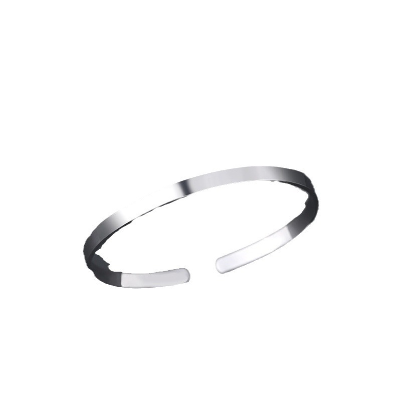 925 silver plated bracelet for men, smooth surface men's silver bracelet, simple and generous men's hand jewelry