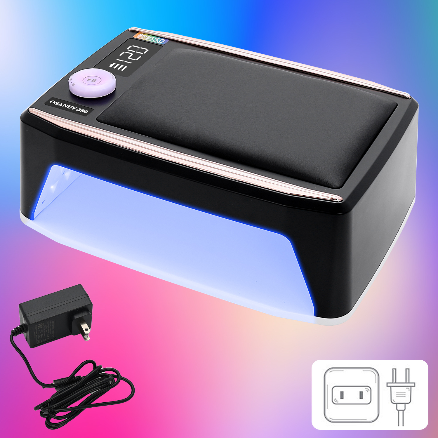 New Pillow Nail Lamp 380W High Power Fast Drying Nail Gel Lamp for Nail Salon Portable