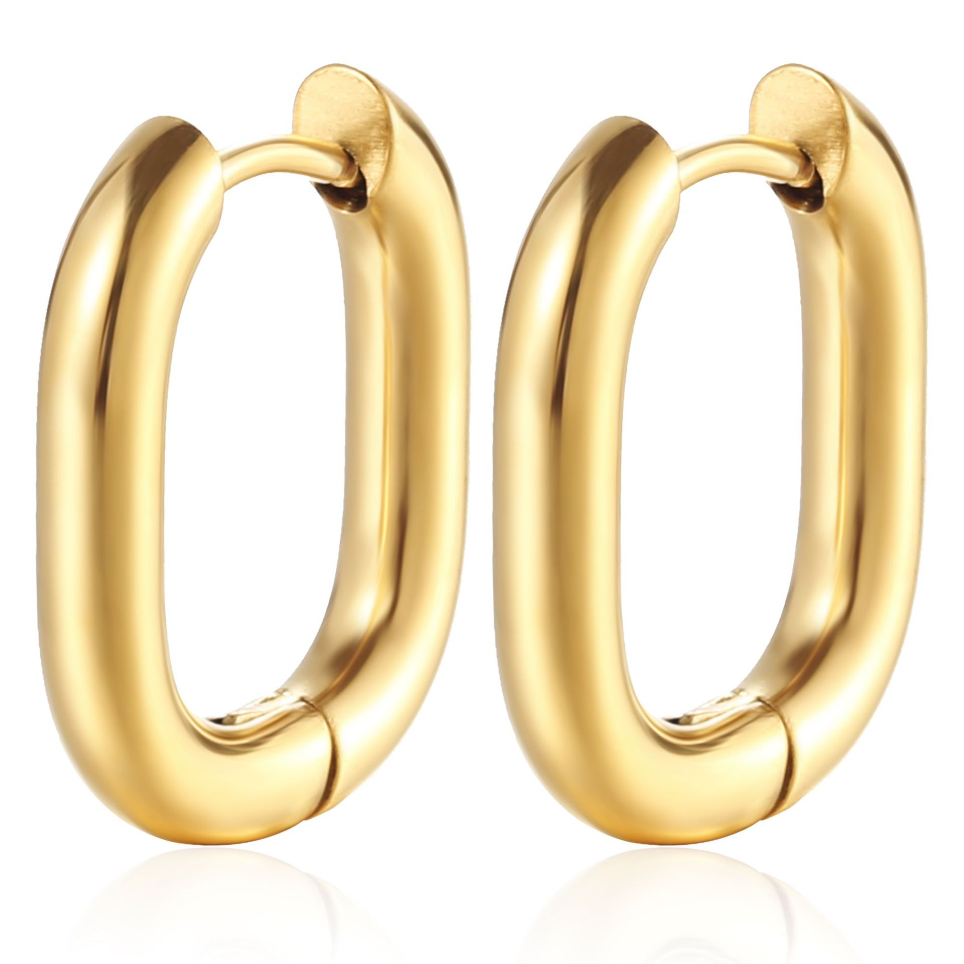 Exclusive stainless steel ear clips for women, hand-polished geometric earrings, furnace real gold ear accessories