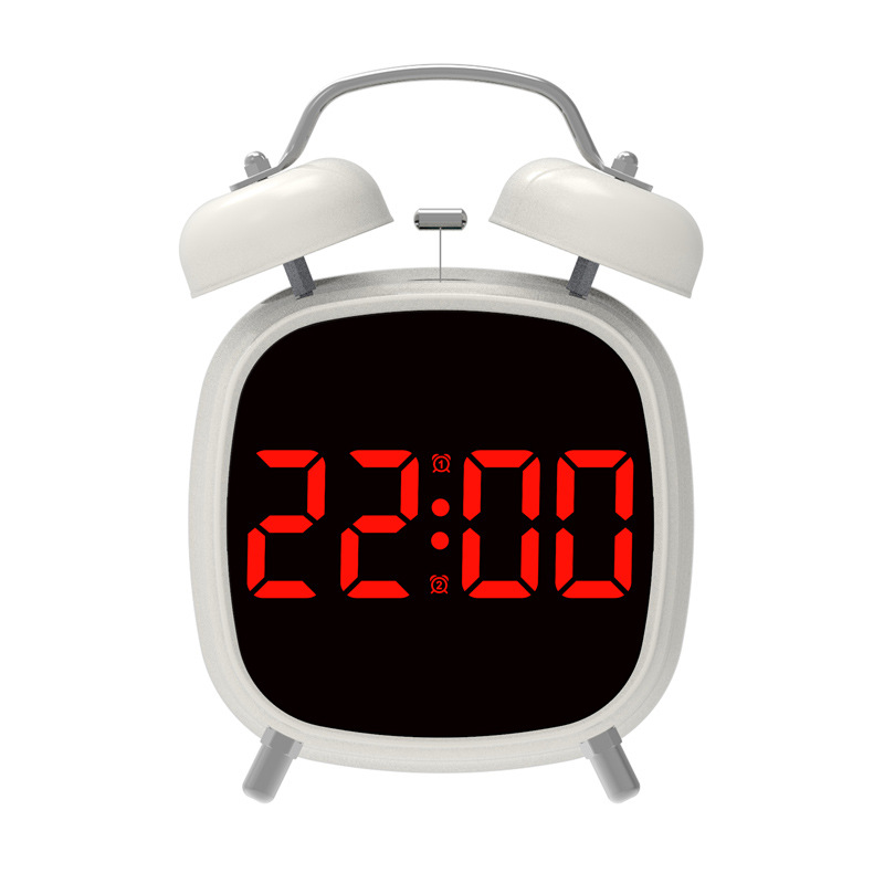 High Volume Metal Bell Alarm Clock LED Clock Wake-up Difficult Multifunctional Clock GH8032 Bell Clock