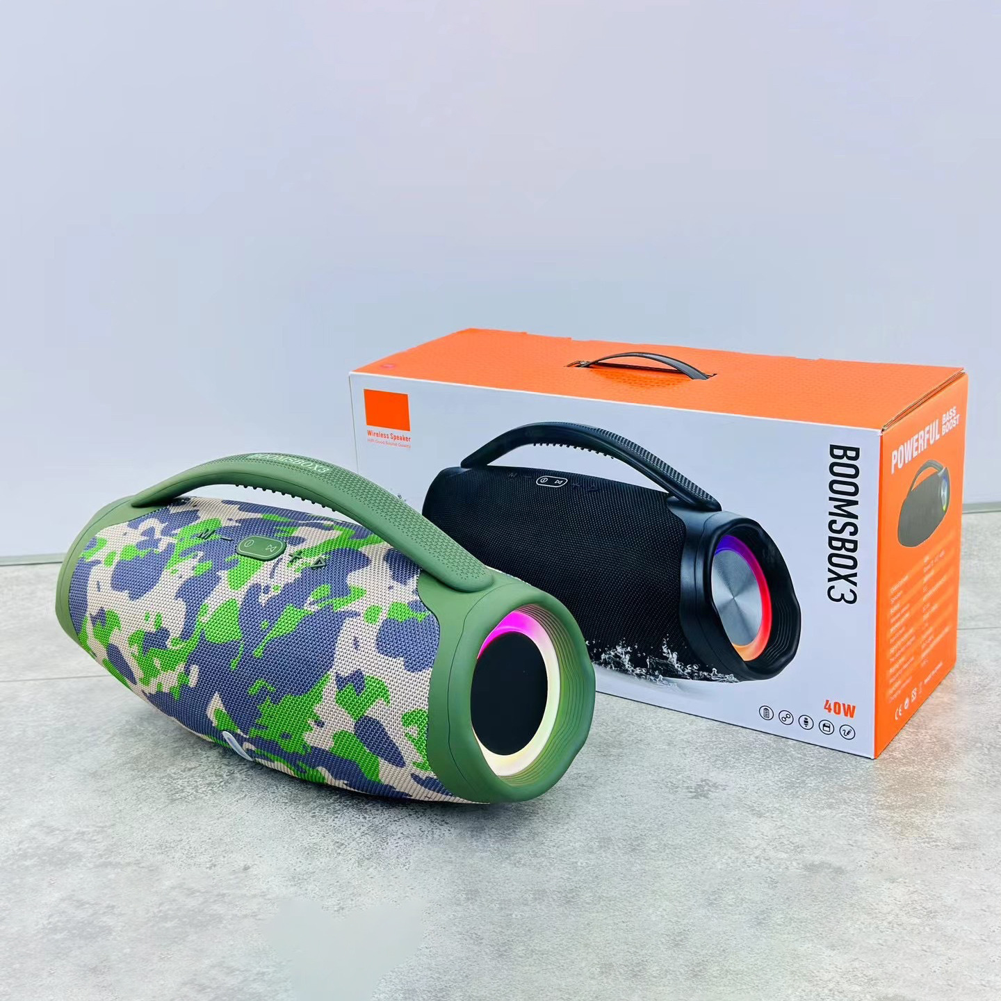 War God 3rd Gen Sound LED BOOMSBOX 3 Heavy Bass Outdoor Portable Handheld Wireless Bluetooth Sound