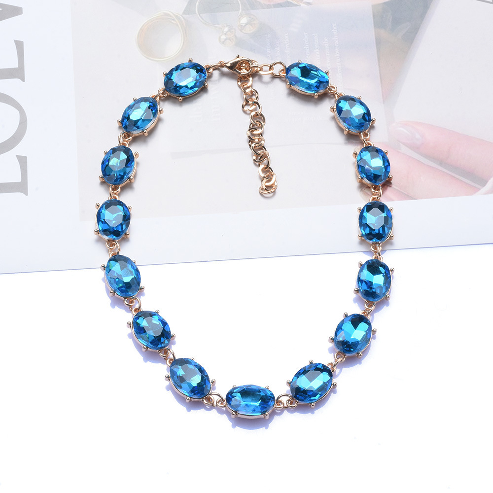 Super Flash Rhinestone Decorative Necklace Women Crystal Short Collarbone Chain Necklace Women Accessories
