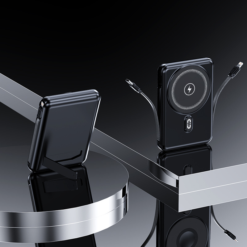 Hidden Stand Cable Fast Charging Magnetic Wireless Charging 1/20000mAh Power Bank Portable Mobile Power Supply