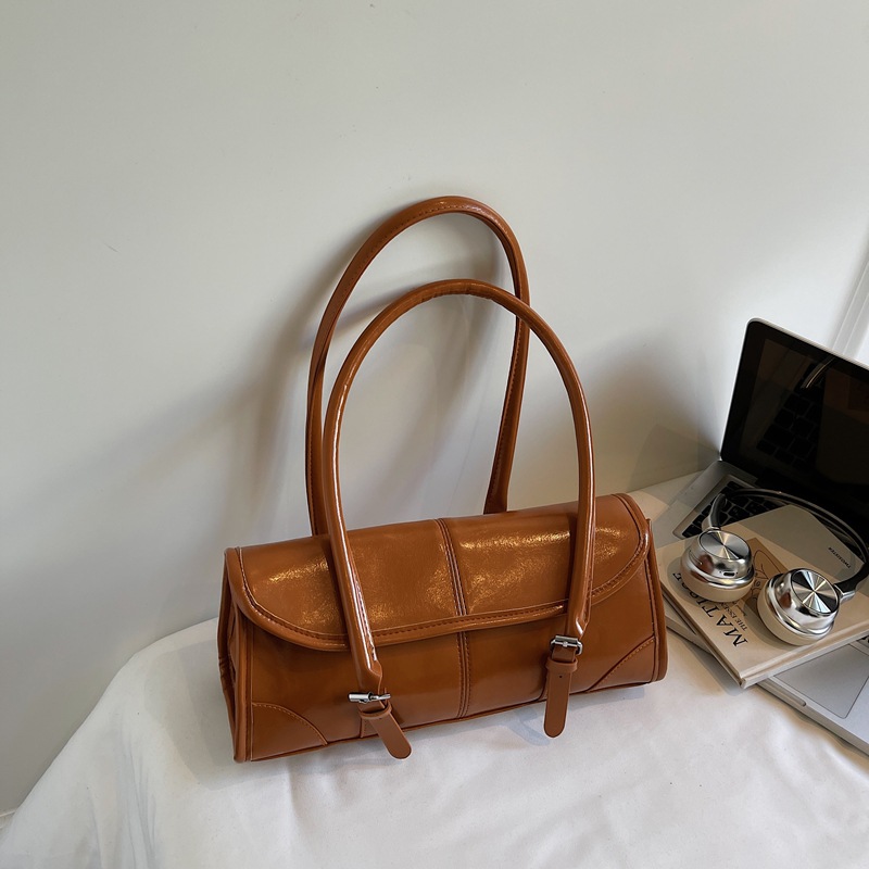 Wax Leather Underarm Bags Women Shoulder Bags Large Capacity Long Baguette Commute Women's Bags