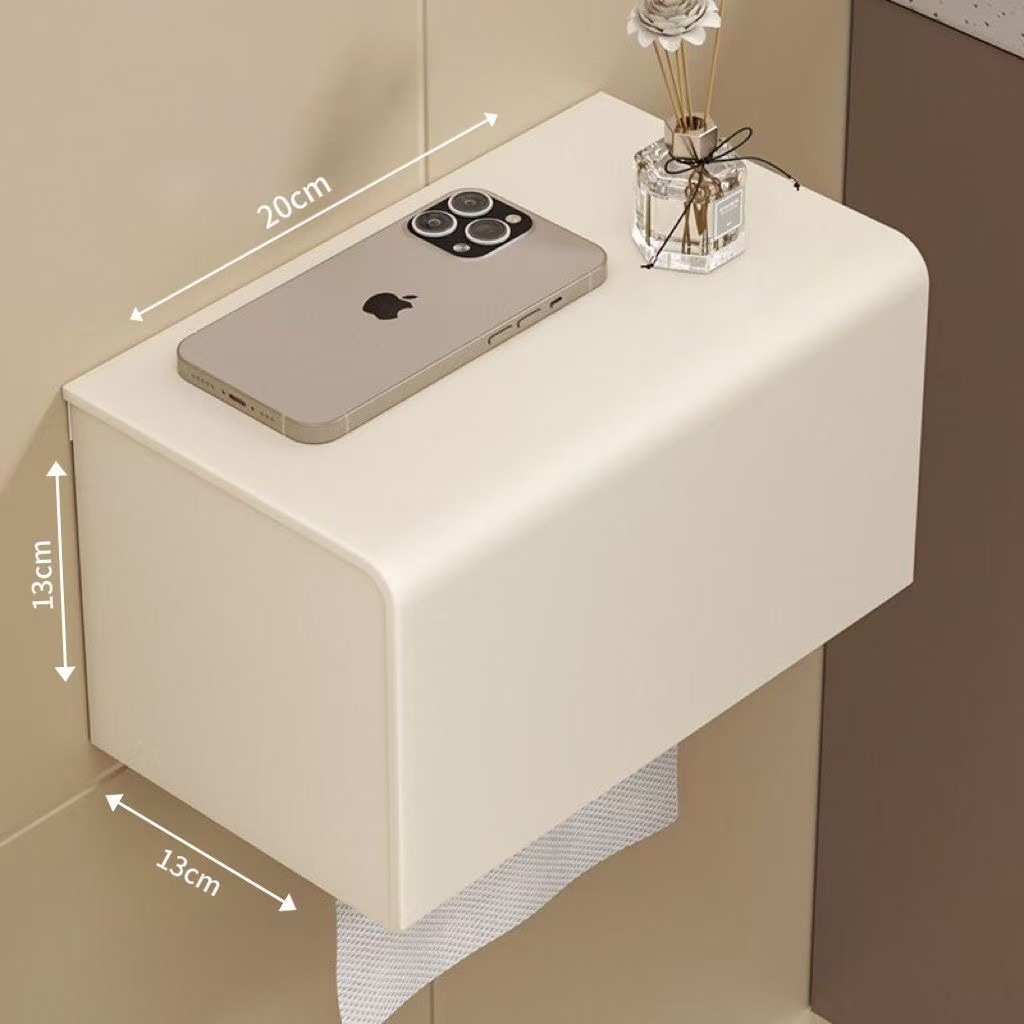 Bathroom Toilet Paper Holder Waterproof No-Drill Toilet Tissue Box Storage Rack Hotel Bathroom Roll Paper Dispenser Universal