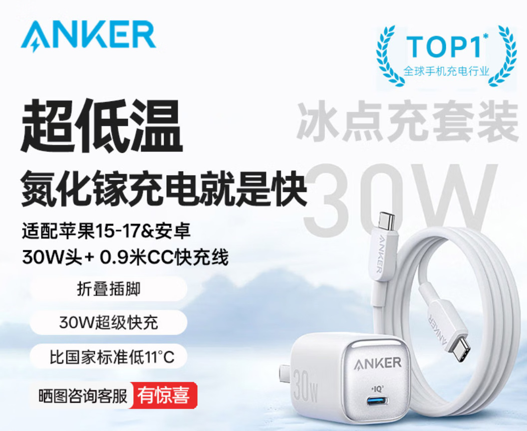 Anker Anker Fast Charger PD30W/20W Phone Charger Ice Point A2698/A2699