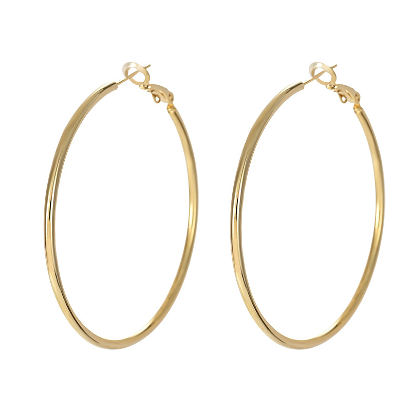 2025 new S925 silver needle exaggerated ear hoop simple smooth surface earrings ear studs