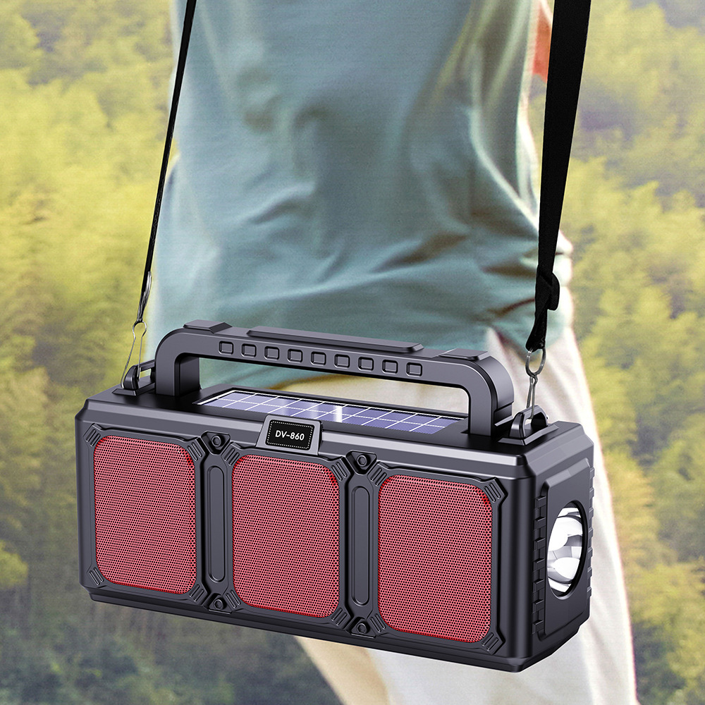 Flashlight Bluetooth Speaker Outdoor Dual Solar Radio Wireless Card Portable Small Speaker Square Dance