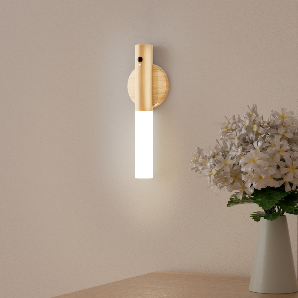 Wooden eye protection desk lamp bedside wall lamp bedroom corridor entrance solid wood human body induction lamp