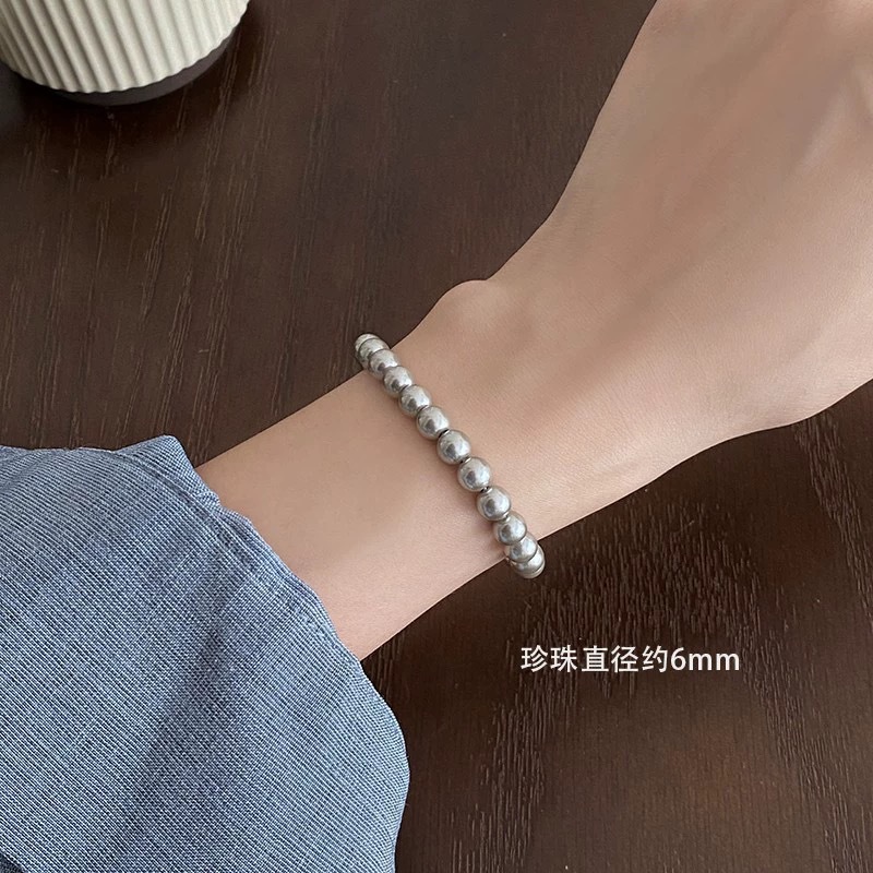 14cm · 麻灰6mm【施家贝珠手链】