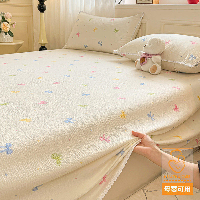 Class A mother-infant grade double-layer gauze bed sheet single piece 2026 new summer dormitory 1.5m quilt single pillowcase three-piece set 3
