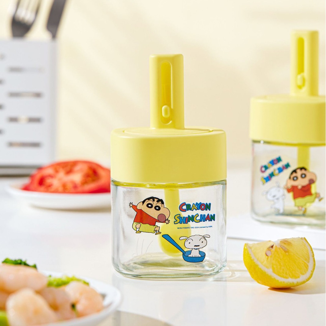 Crayon Shin-chan Seasoning Jar Official Retractable Spoon Lid Integrated Cute Kitchen Salt Jar Cartoon Seasoning Jar